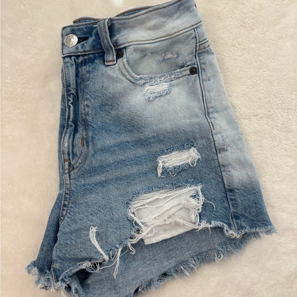 American Eagle Outfitters Light Blue Distressed Jean Shorts